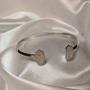 Kendra Scott Silver Elton Cuff Bracelet with Rose Quartz